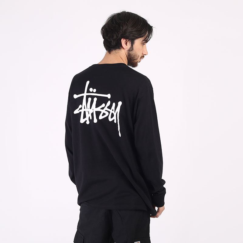   лонгслив Stussy Basic LS Tee 1994500-black - цена, описание, фото 4